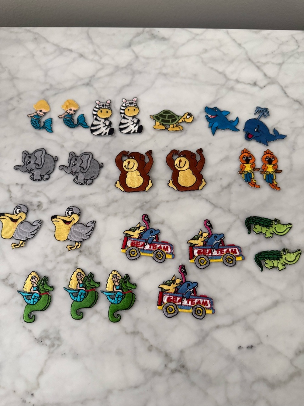 Kids Multicolor Animal Iron-On Patches - Fun Sea & Jungle Characters